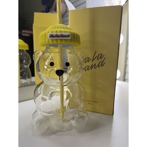 La La Land Kind Cafe Glass Yellow Bear NEW IN BOX
